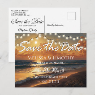 Elegant Beach Sunset Save the Date Announcement Postcard