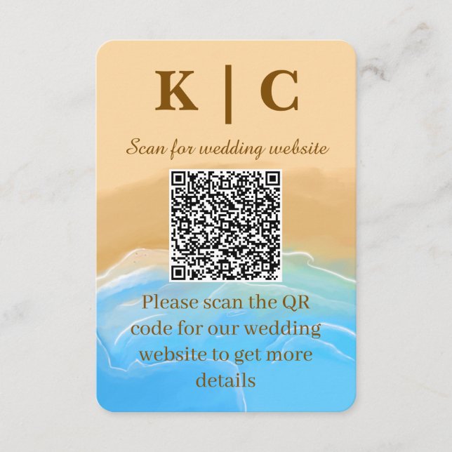 Elegant Beach theme Wedding Enclosure Card (Front)