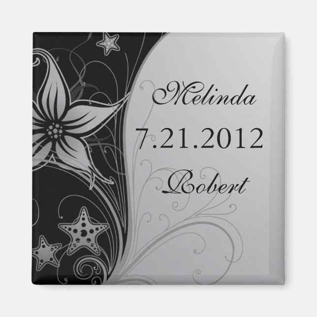 Elegant Beach Themed Save the Date Magnets (Front)