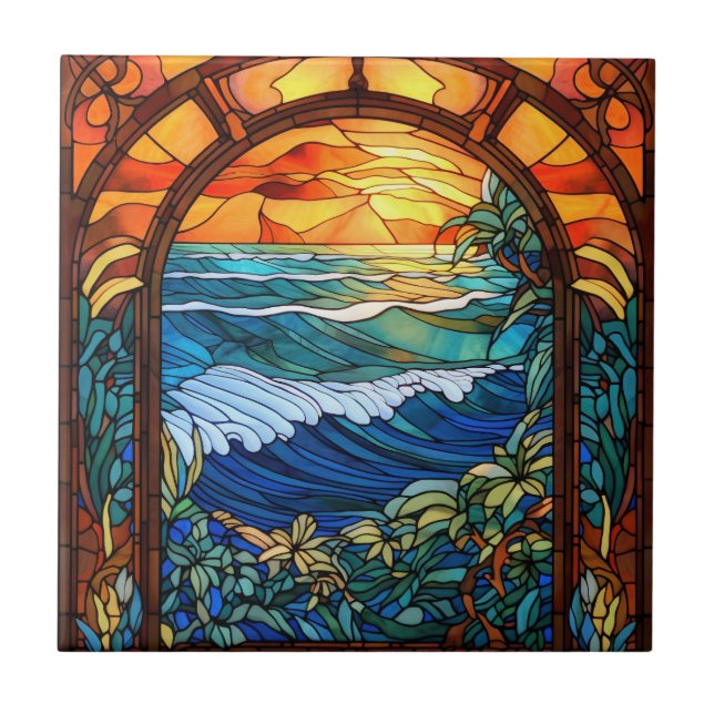 elegant beach through the window  tile (Front)