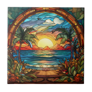 elegant beach through the window  tile