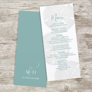 Elegant Beach Watercolor Sand Dollar Menu Mariage