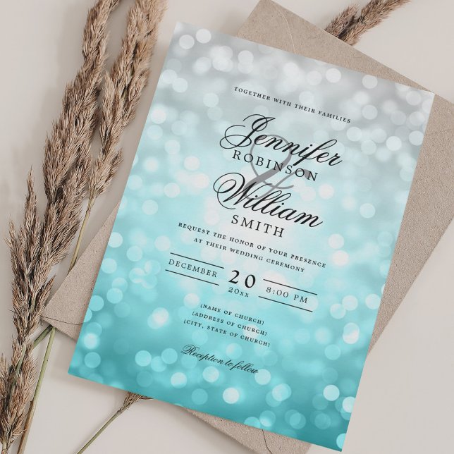 Elegant Beach Wedding Bokeh Lights QR RSVP Invitation (Elegant Beach Wedding Bokeh Lights QR RSVP Invitation)
