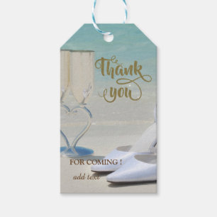 Elegant Beach Wedding Glass,High Hells  Thank You Gift Tags