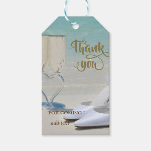 Elegant Beach Wedding Glass,High Hells  Thank You Gift Tags
