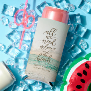 Elegant Beach Wedding Love & the Beach Seltzer Can Cooler