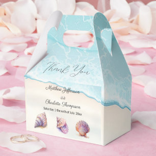 Elegant Beach Wedding Seashells Pearls Nautical Favor Box