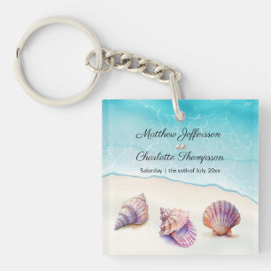 Elegant Beach Wedding Seashells Pearls Nautical Keychain