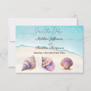 Elegant Beach Wedding  Seashells Pearls Nautical  Save The Date