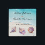 Elegant Beach Wedding  Seashells Pearls Nautical  Stone Magnets<br><div class="desc">A sophisticated beach wedding design featuring watercolor seashells and pearls on a clean white background. Elegant script and classic serif fonts create a timeless look,  perfect for a coastal,  destination,  or nautical-themed wedding. The soft pastel tones evoke a romantic and serene ocean atmosphere.</div>