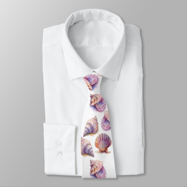 Elegant Beach Wedding  Seashells Pearls Nautical  Tie (Tied)