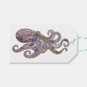 Elegant Beaded Octopus Art Illustration Gift Tags