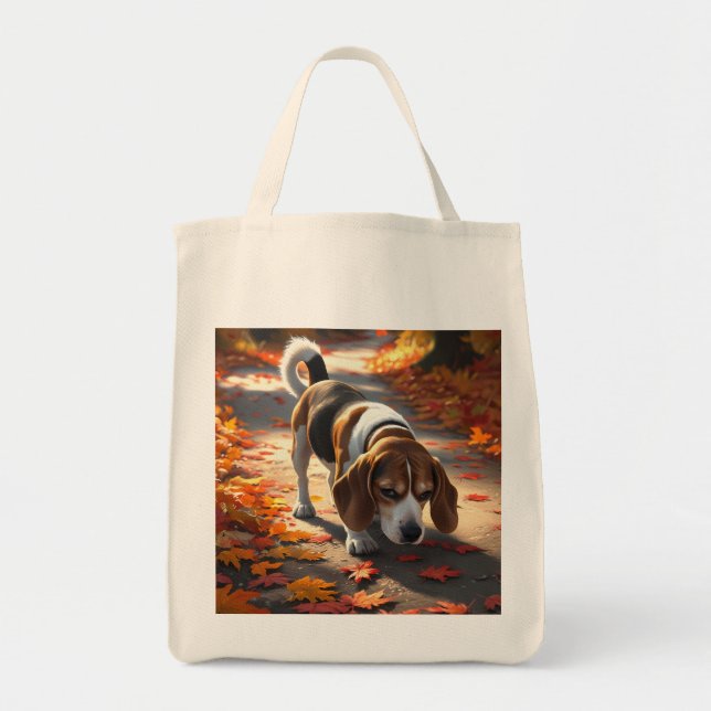 Elegant Beagle Grocery Tote (Front)