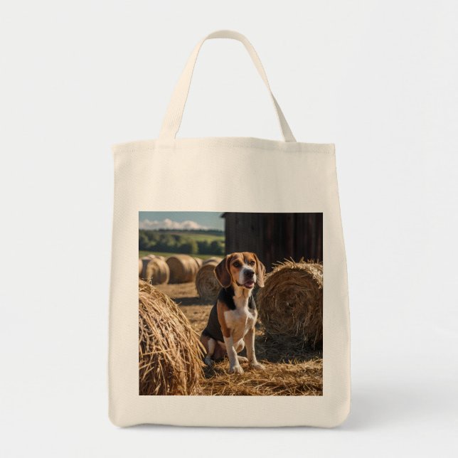 Elegant Beagle Grocery Tote Bag (Front)