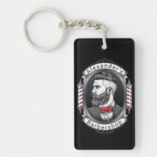 Elegant Bearded Man Personalize Keychain