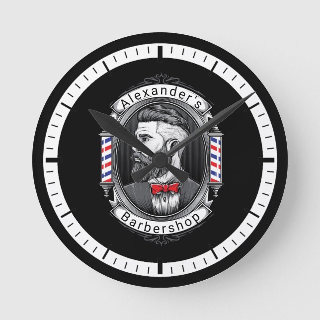 Elegant Bearded Man Round Clock (Front)