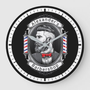 Elegant Bearded Man Thin Frame Large Clock