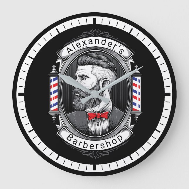 Elegant Bearded Man Thin Frame Large Clock (Front)