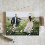 Elegant Beatrice Script Photo Wedding Thank You Postcard<br><div class="desc">Elegant Beatrice Script Photo Wedding Thank You Postcard | Send thanks to family and friends for being part of your special day with this customizable thank you postcard. It features white elegant modern calligraphy. This photo thank you postcard is perfect for all occasions.</div>