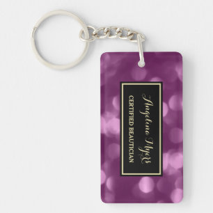 Elegant Beautician Glamourous Purple Luxe Bokeh Keychain