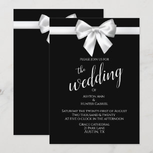 Elegant Beautiful Black White Pretty Wedding Invitation