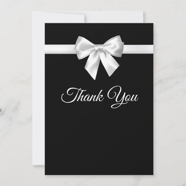 Elegant Beautiful Black White Pretty Wedding Thank You Card (Front)