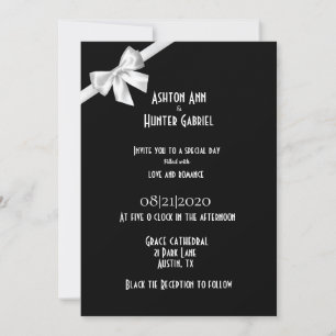 Elegant Beautiful Black White Wedding Invitation