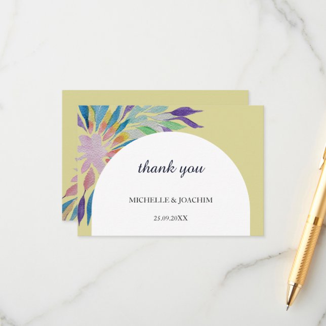 Elegant Beautiful Boho Floral Watercolor Art Enclosure Card (Front/Back In Situ)