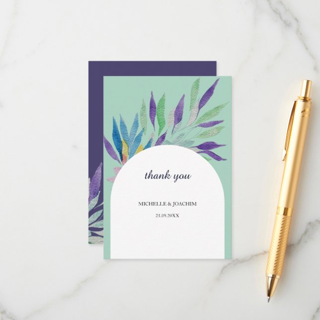 Elegant Beautiful Boho Floral Watercolor Art Enclosure Card (Front/Back In Situ)