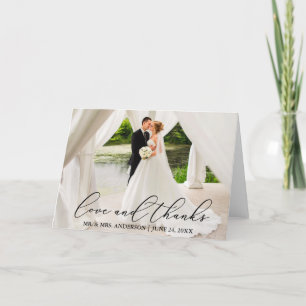 Elegant Beautiful Calligraphy Love Thanks Fold Thank You Card