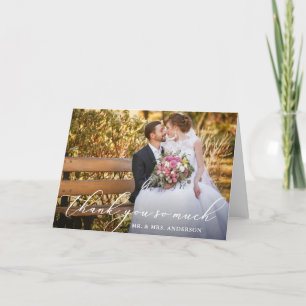 Elegant Beautiful Calligraphy Photo Wedding Fold Thank You Card