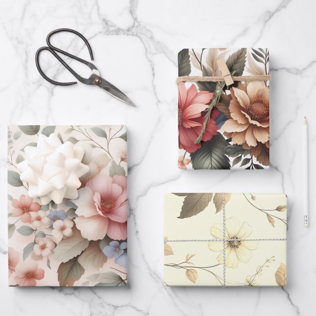 Elegant & beautiful floral design wrapping paper  (Front)