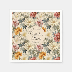 Elegant beautiful floral Vintage pattern Birthday Napkin