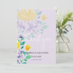 Elegant Beautiful Lilac Boho Floral Watercolor Thank You Card