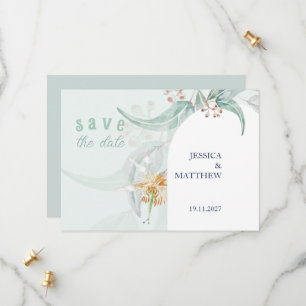 Elegant Beautiful Mint Eucalyptus Watercolor Art Save The Date