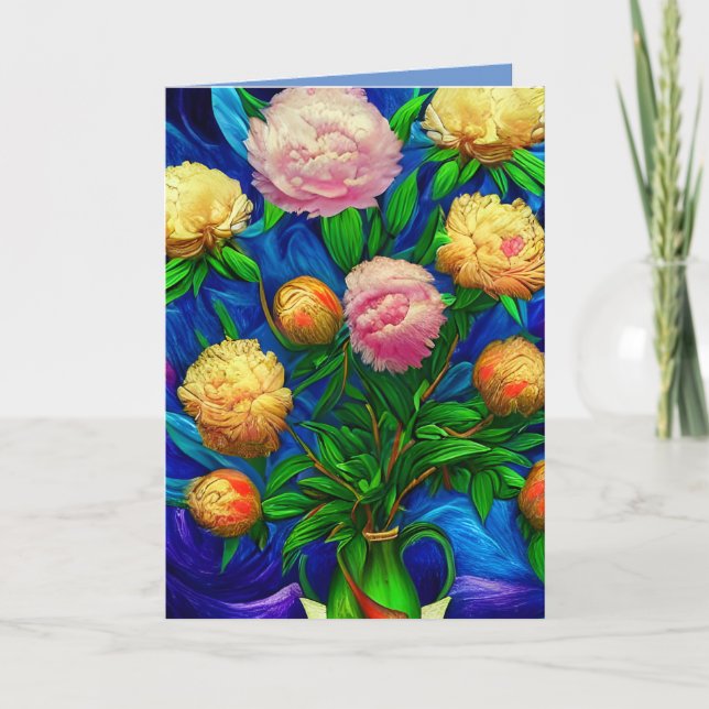 Elegant Beautiful Peony Collection Thank You Card (Front)