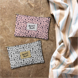Elegant Beautiful Pink Heart Name personalized Accessory Pouch