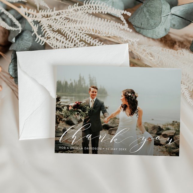 elegant beautiful script thank you photo card (Creator Uploaded)