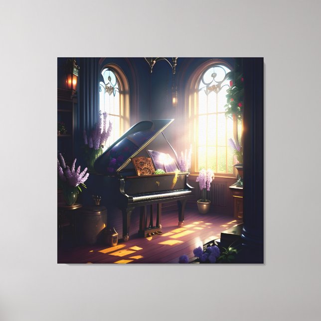 Elegant Beautiful Splendour Piano Room 3 Canvas Print (Front)