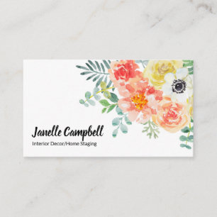 Elegant Beautiful Watercolor Floral Business Card