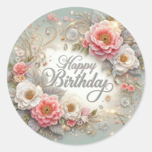 Elegant Beauty: A Stunning Floral Birthday Sticker