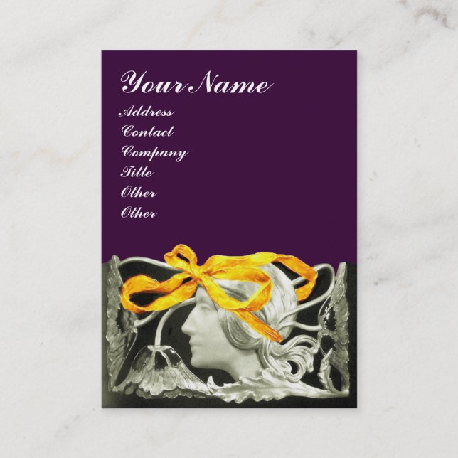 ELEGANT BEAUTY black and white ,yellow purple Business Card (Front)