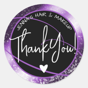 Elegant Beauty Favour Labels Stylish Lilac Glitter