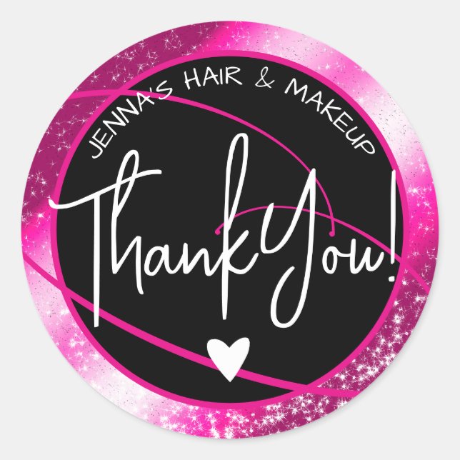 Elegant Beauty Favour Labels Stylish Pink Glitter  (Front)