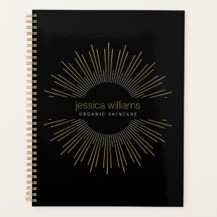 Elegant Beauty Gold Sunburst Black Appointment Planner