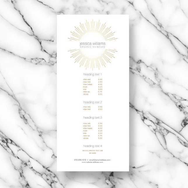 Elegant Beauty Gold Sunburst Cosmetologist, Salon Rack Card (Creator Uploaded)