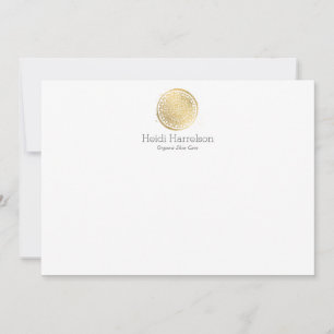 Elegant Beauty Mandala Logo Faux Gold Flat Note Note Card