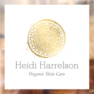 Elegant Beauty Mandala Logo Faux Gold Window Cling