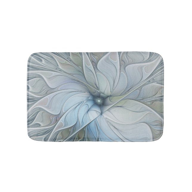 Elegant Beauty Modern Abstract Fractal Art Flower Bath Mat (Front)