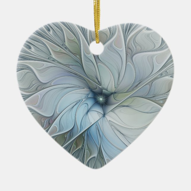 Elegant Beauty Modern Abstract Fractal Art Flower Ceramic Ornament (Front)